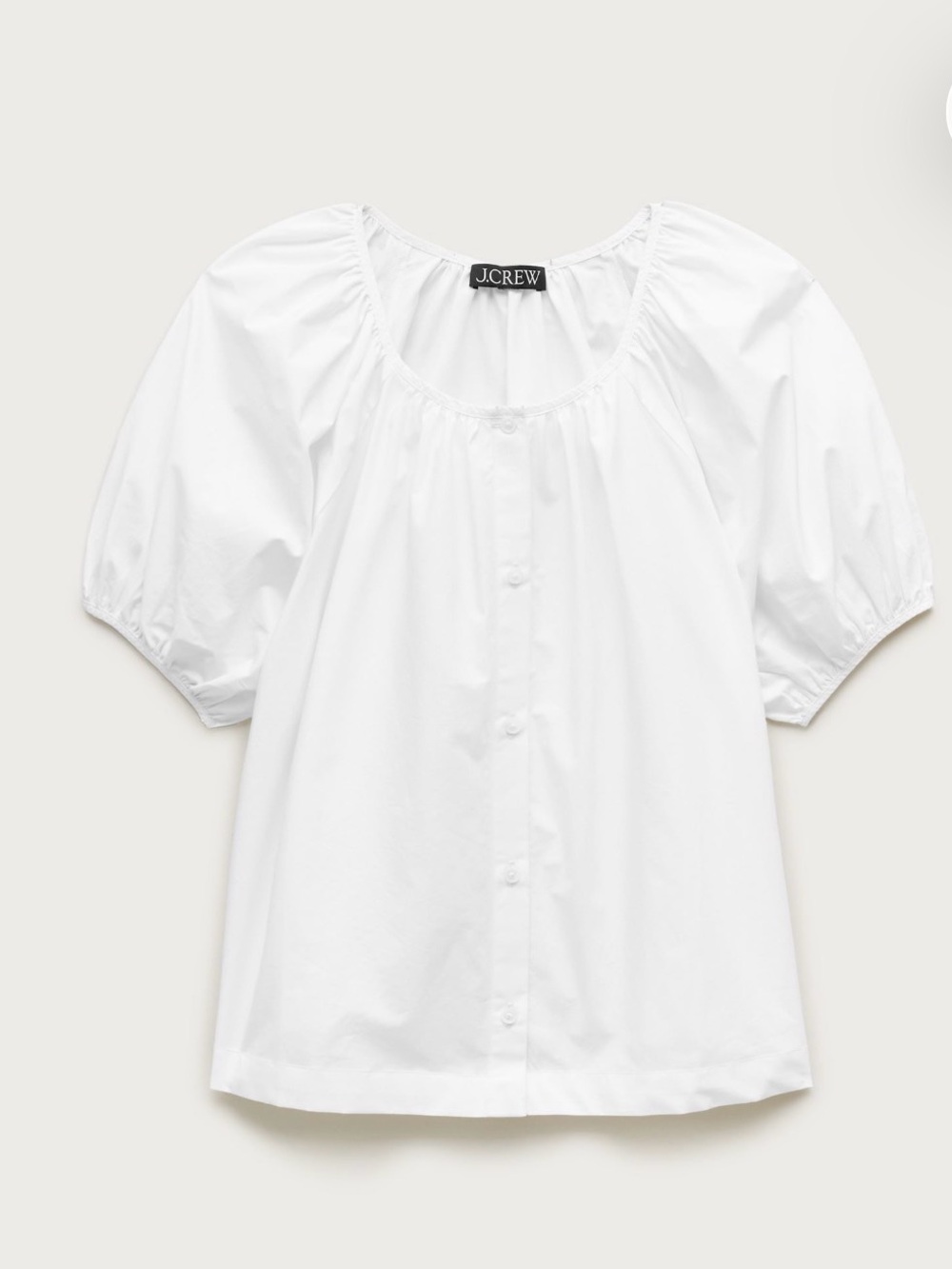 J. Crew White Puff-Sleeve Button Blouse top cotton poplin size 2